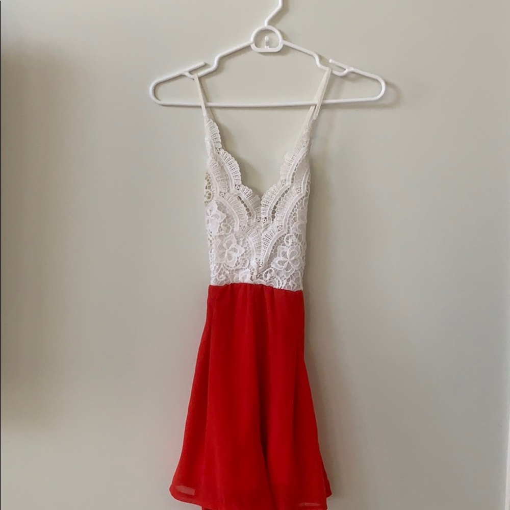 Red and white romper